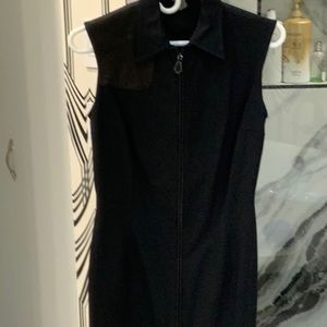 Ralph Lauren midi knit dress trimmed in leather size 8